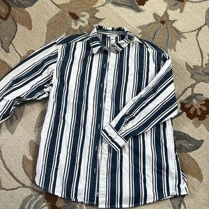 Oversized striped button up cover up